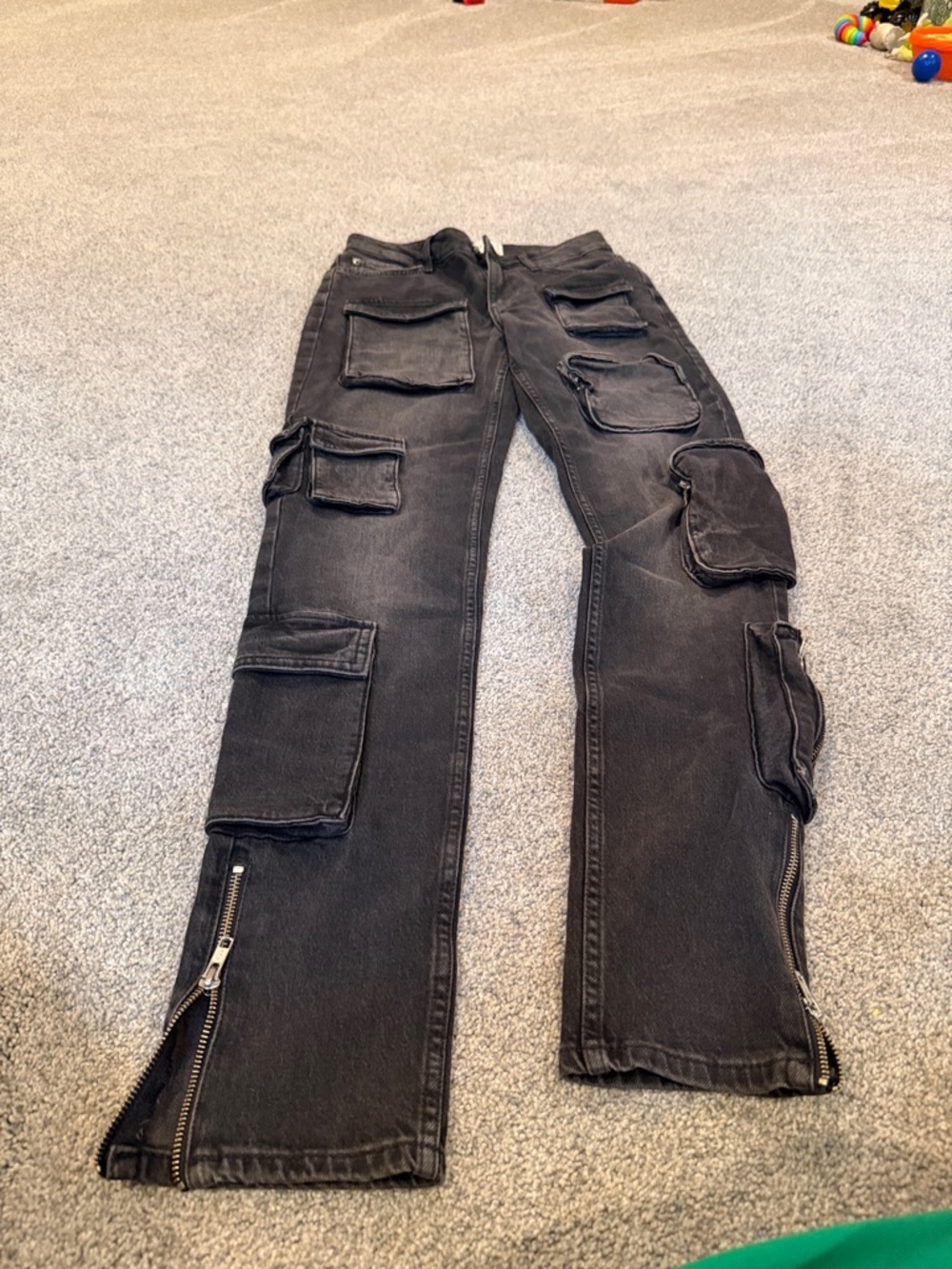 Women’s Black Cargo Pocket Pants with Ankle Zippers
